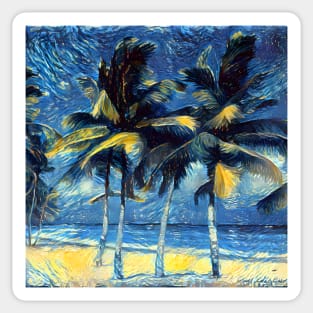 Starry Night Palm Trees Sticker